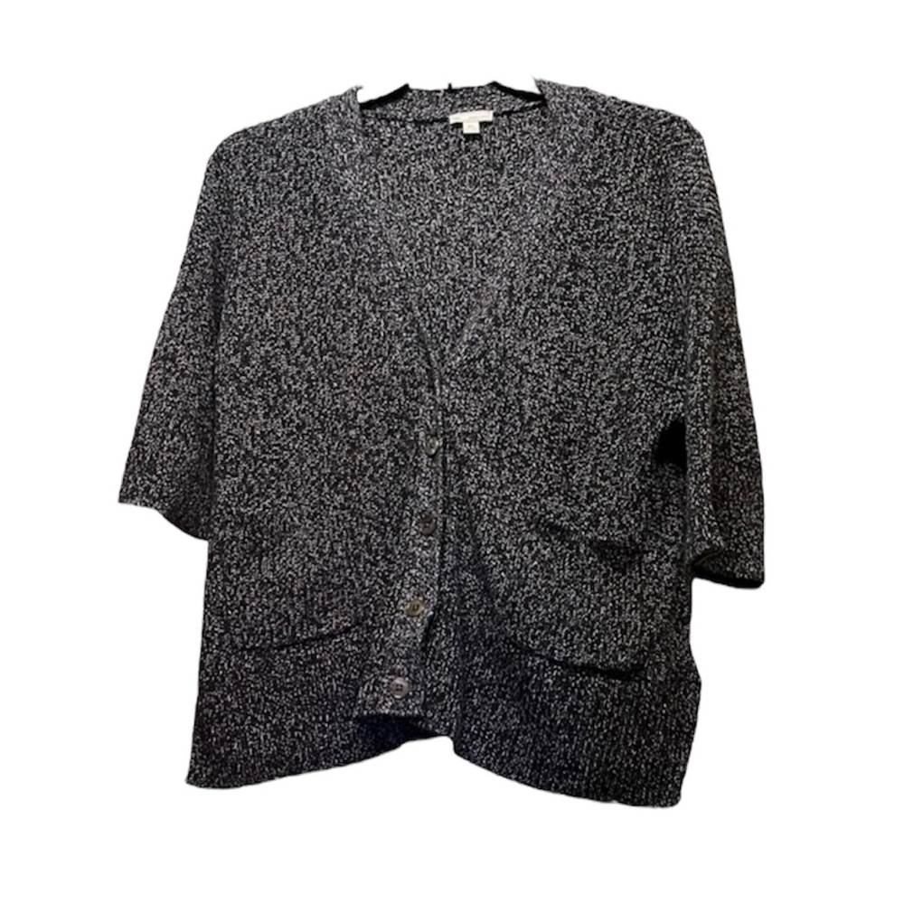 Gap Black/Dark Gray Knit Ribbed Button Up Cardigan